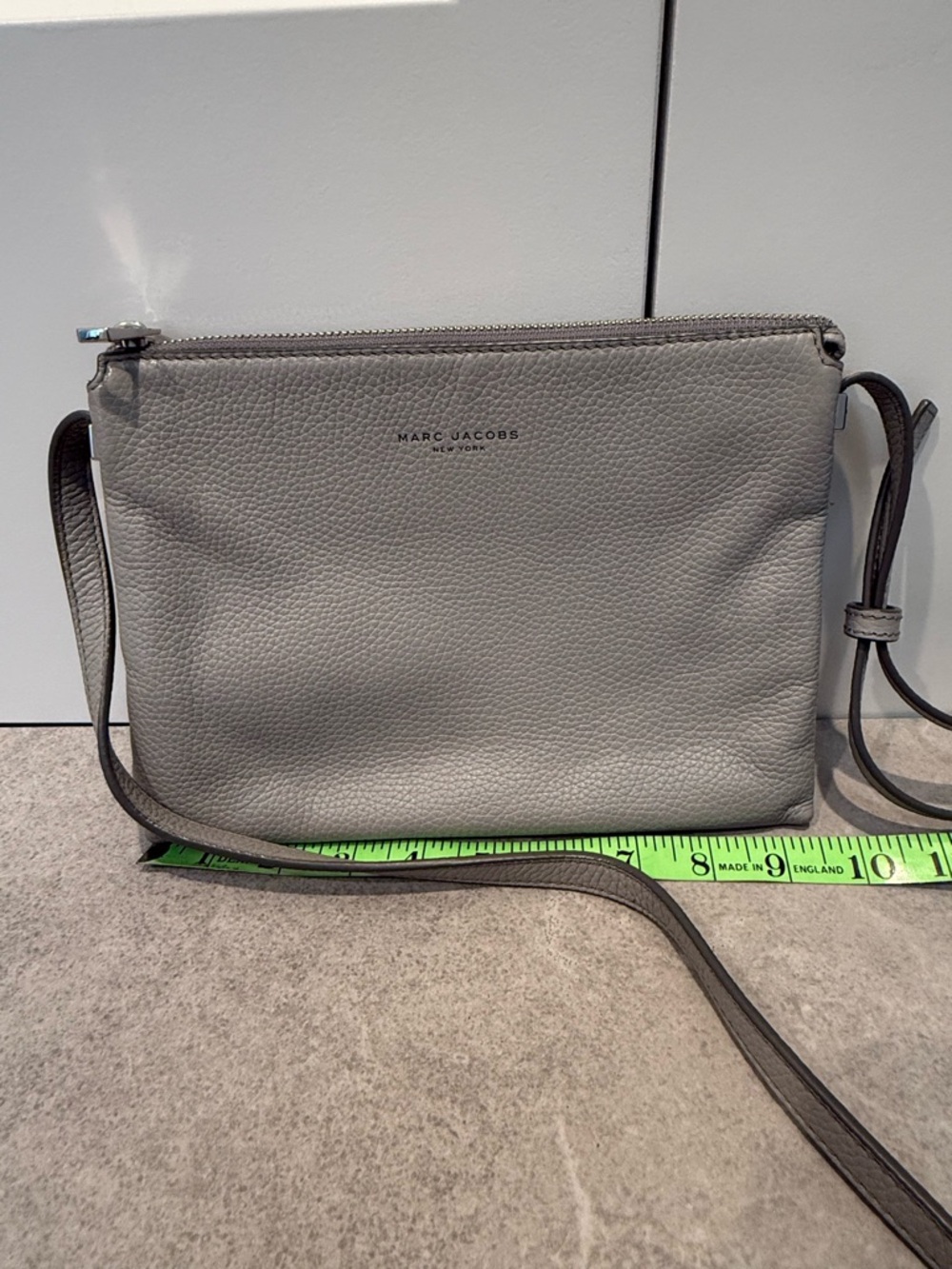 Marc Jacobs Light Gray Pebbled Leather Crossbody Bag